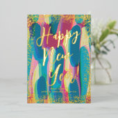 鮮やかなカラフルな新年の写真 箔シーズンカード (立ち正面)