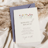鮮やかなカラフルな野の花 現代のウェディング 招待状
