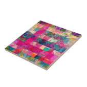 鮮やかなカラフルの抽象芸術のピンクの格子縞のファンキーなパターン タイル (側面)