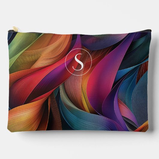 鮮やかなカラフル抽象芸術パターン、モノグラム アクセサリーポーチ (正面)