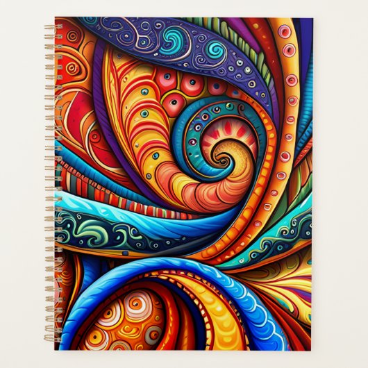 鮮やかなカラフル渦 プランナー手帳 (正面)