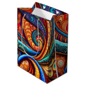 鮮やかなカラフル渦 ミディアムペーパーバッグ (裏面アングル)