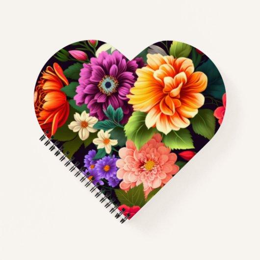 鮮やかなカラフル花 ノートブック (正面)