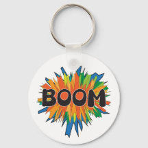鮮やかなカラフルBOOMコミックポップアートキーチェーン