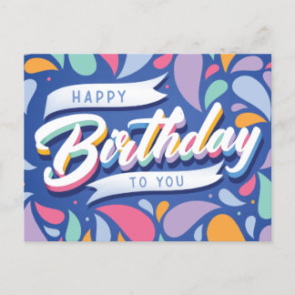 鮮やかなカラーの誕生日ポストカード ポストカード