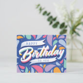 鮮やかなカラーの誕生日ポストカード ポストカード (スタンド正面)