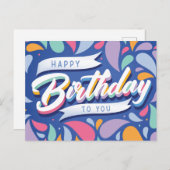 鮮やかなカラーの誕生日ポストカード ポストカード (正面/裏面)