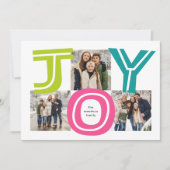 鮮やかなカラーの3枚写真クリスマスカード「Bold bright colorful joy thre シーズンカード (正面)