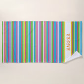 鮮やかなカラーストライプ NAME 現代の夏の楽しみ ヒップ ビーチタオル (正面)