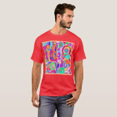 鮮やかなカラーパターン Tシャツ (正面フル)