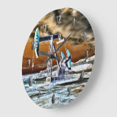 鮮やかなカラーパンプジャッククロック（数字あり） ラージ壁時計 (傾斜)