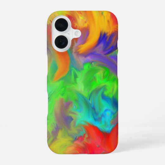 鮮やかなカラー波抽象芸術アート iPhone 16ケース (裏面)