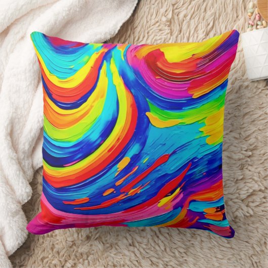 鮮やかなカラー渦 クッション (ブランケット)