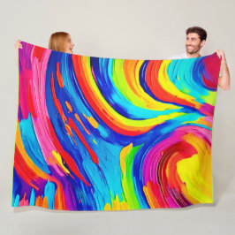 鮮やかなカラー渦 フリースブランケット