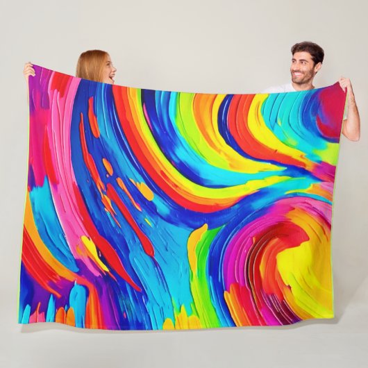 鮮やかなカラー渦 フリースブランケット (インサイチュ)