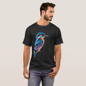 鮮やかなカワセミの鳥のアートワーク Tシャツ (正面フル)
