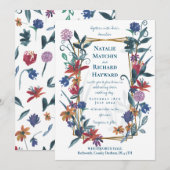 鮮やかなカントリーフラワーのカーニバルワイルドフラワー 招待状 (正面/裏面)