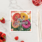 鮮やかなガーベラの花束 "Much Happiness" スタンダードカクテルナプキン (インサイチュ)