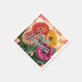 鮮やかなガーベラの花束 "Much Happiness" スタンダードカクテルナプキン (角)