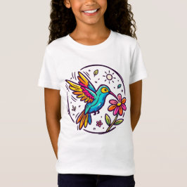 鮮やかなキャラクターのハチドリ Tシャツ
