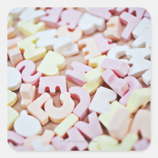 鮮やかなキャンデーのアルファベットの閉めて下さい スクエアシール (正面)