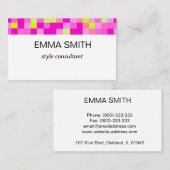 鮮やかなギンガムチェックのキュートな名刺 名刺 (正面/裏面)