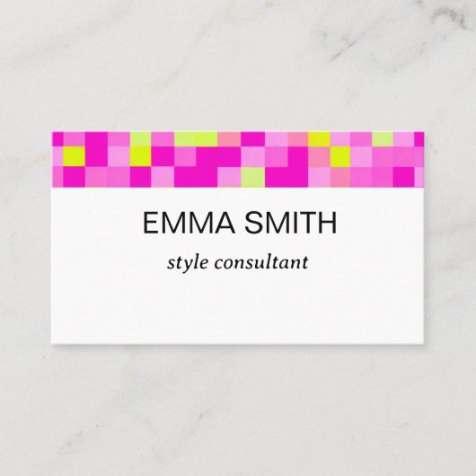 鮮やかなギンガムチェックのキュートな名刺 名刺 (正面)