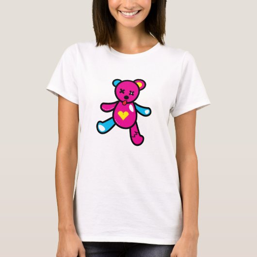 鮮やかなクマのピンク Tシャツ (正面)