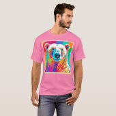 鮮やかなクマのヘッドアート Tシャツ (正面フル)