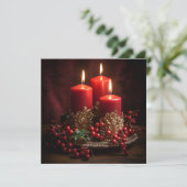 鮮やかなクリスマスのろうそくホリデーグリーティングカード シーズンカード (スタンド正面)
