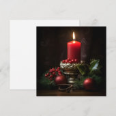 鮮やかなクリスマスのキャンドル　ホリデーグリーティングカード シーズンカード (正面/裏面)