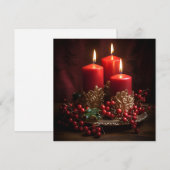 鮮やかなクリスマスのキャンドル ホリデーグリーティングカード シーズンカード (正面/裏面)