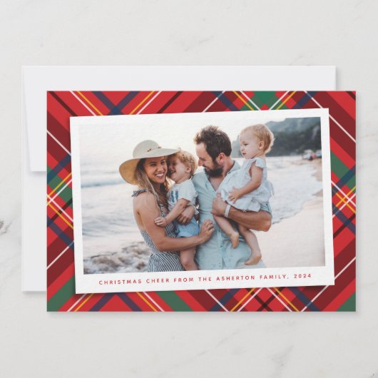 鮮やかなクリスマスのチェック柄の写真 シーズンカード (正面)