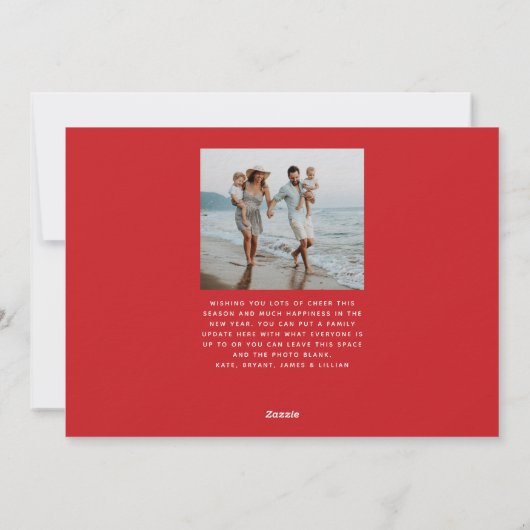 鮮やかなクリスマスのチェック柄の写真 シーズンカード (裏面)