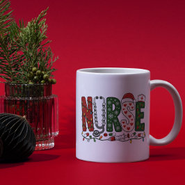 鮮やかなクリスマスのナースのデザイン コーヒーマグカップ