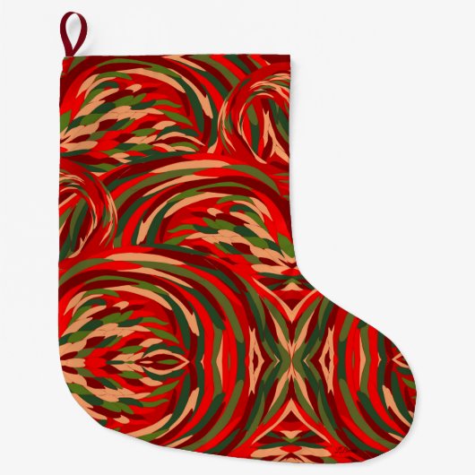 鮮やかなクリスマスのフラミンゴの羽根 ラージクリスマスストッキング (正面)