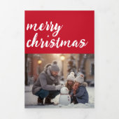 鮮やかなクリスマスツリーの写真 三つ折りクリスマスカード (カバー)