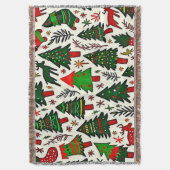 鮮やかなクリスマスパターンアートプリント スローブランケット (正面縦)