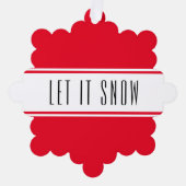 鮮やかなクリスマス赤いストライプ白い雪が降る オーナメントカード (正面)