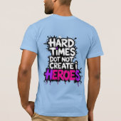 鮮やかなグラデーションのタイポグラフィ Heroes Tシャツ (裏面)