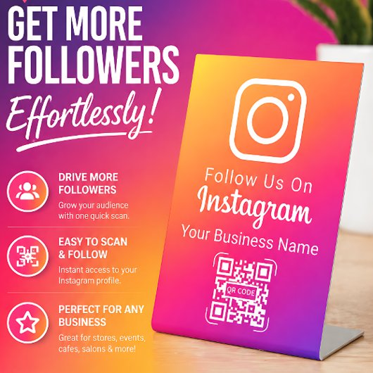 鮮やかなグラデーション ソーシャルメディア Instagram フォロー 台座サイン
