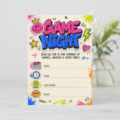 鮮やかなグラフィティのゲームナイト・パーティー 招待状 (スタンド正面)