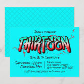 鮮やかなグラフィティの13歳の招待状 招待状 (正面/裏面)