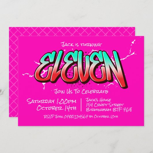 鮮やかなグラフィティ11歳の招待状 招待状 (正面/裏面)