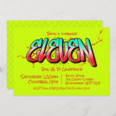 鮮やかなグラフィティ11歳の誕生日招待状 招待状 (正面/裏面)