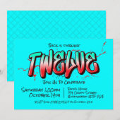 鮮やかなグラフィティ12歳の誕生日招待状 招待状 (正面/裏面)