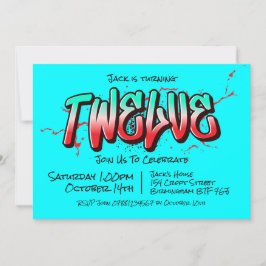 鮮やかなグラフィティ12歳の誕生日招待状 招待状