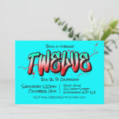 鮮やかなグラフィティ12歳誕生日パーティーの招待状 招待状 (スタンド正面)