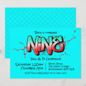 鮮やかなグラフィティ9歳の招待状 招待状 (正面/裏面)