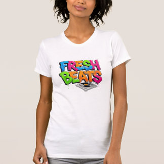鮮やかなグラフィティ フレッシュビーツ DJ ターンテーブル Tシャツ